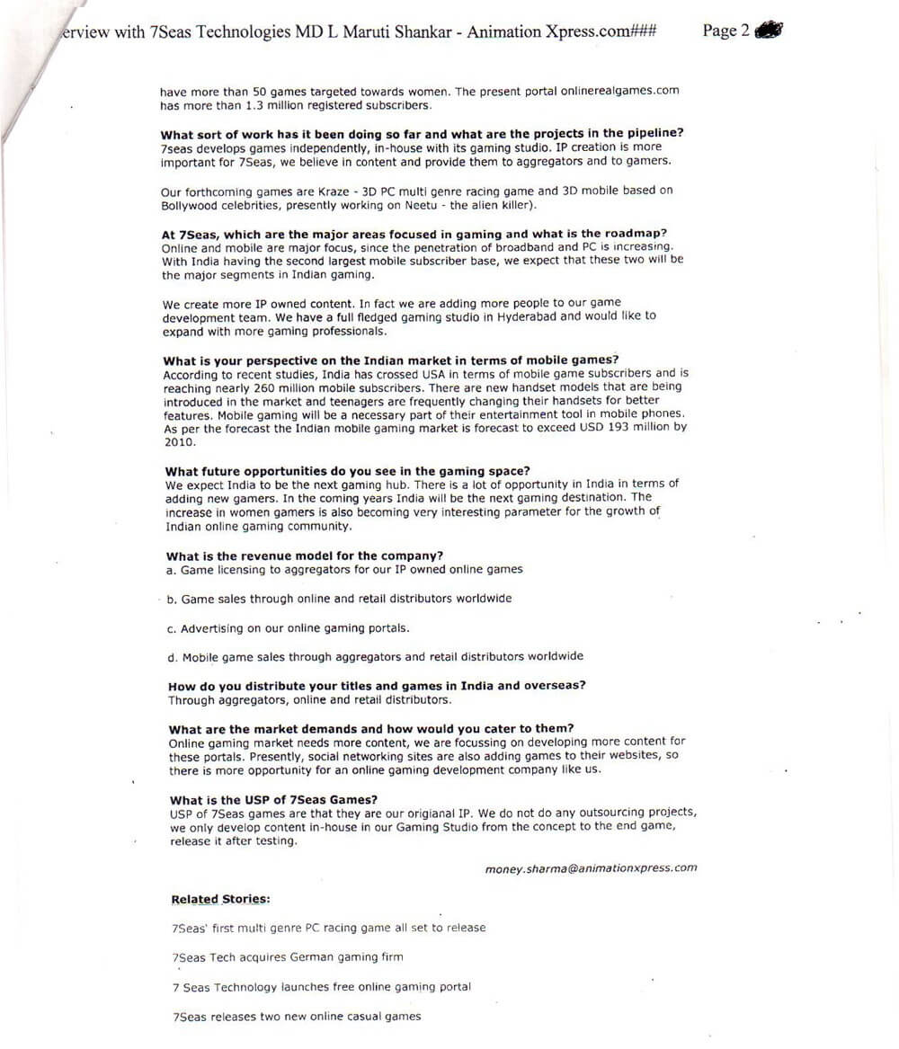 7seas Article On Animation Xpress 2008